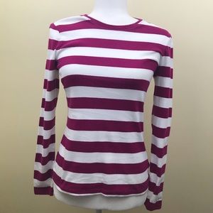 Ann Taylor Factory Sz S l/s white and magenta